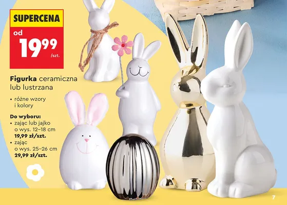 Figurka ceramiczna lub lustrzana zajączek lub jajko wys. 12-18 cm promocja w Biedronka