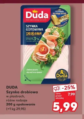 Szynka drobiowa w plastrach Duda promocja w Kaufland