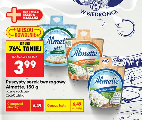 Puszysty serek twarogowy śmietankowy Almette promocja w Biedronka