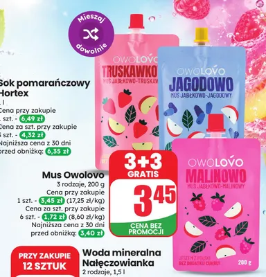 Mus jabłkowo-jagodowy Owolovo Jagodowo promocja w Dino
