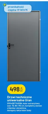 Drzwi techniczne uniwersalne Uran promocja w Castorama