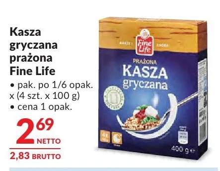 Kasza gryczana prażona Fine Life promocja w Makro