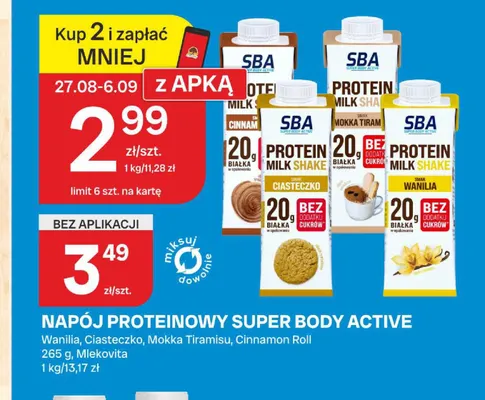 Napój proteinowy Super Body Active wanilia promocja w Chorten
