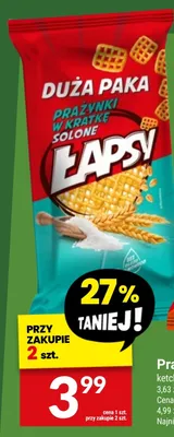 Prażynki w kratkę solone Łapsy promocja w Twój Market
