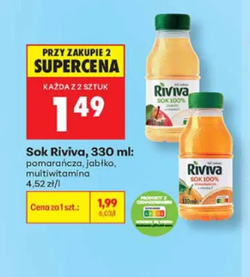 Sok Riviva jabłko promocja w Biedronka