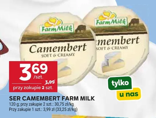 Ser camembert Farm Milk promocja w Stokrotka