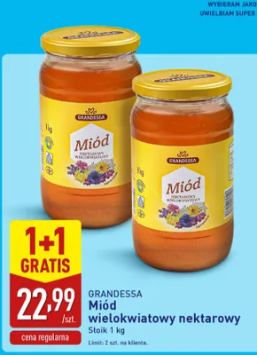 Miód wielokwiatowy nektarowy 1+1 GRATIS Grandessa promocja w Aldi