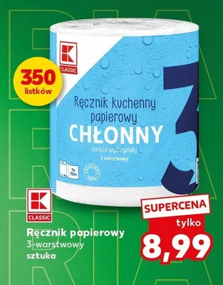 Ręcznik papierowy K-Classic 3-warstwowy promocja w Kaufland