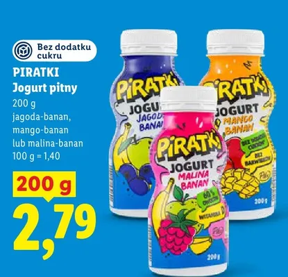 Jogurt pitny mango-banan Piratki promocja w Lidl