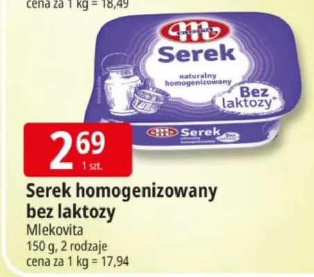 Serek homogenizowany bez laktozy Mlekovita promocja w Leclerc