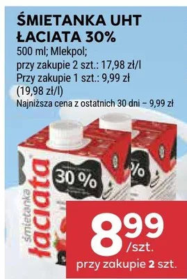 Śmietanka UHT Łaciata 30% promocja w Stokrotka