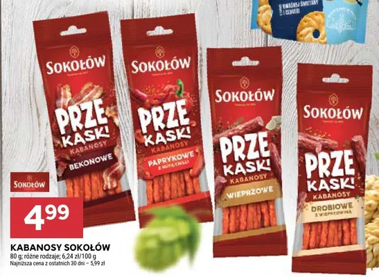 Kabanosy Sokołów paprykowe z nutą chilli promocja w Stokrotka