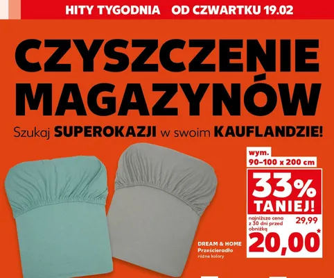 Prześcieradło różne kolory 90-100 x 200cm promocja w Kaufland