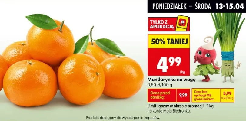 Mandarynka na wagę promocja w Biedronka