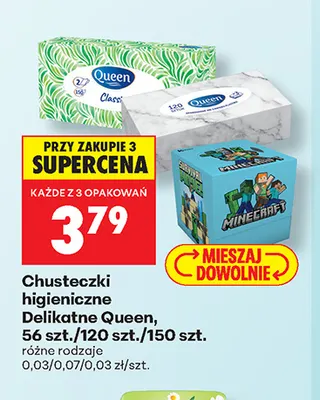 Chusteczki higieniczne Delikatne Queen promocja w Biedronka