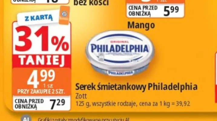 Serek śmietankowy Philadelphia promocja w Leclerc