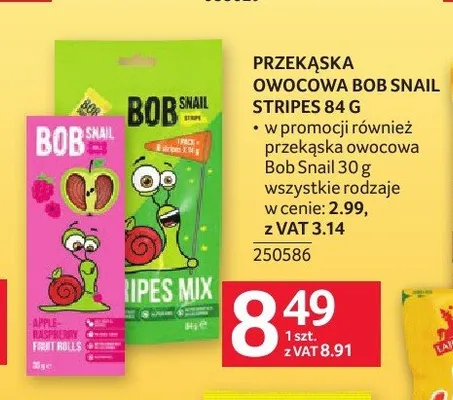 Przekąska owocowa Bob Snail Stripes 84g promocja w Selgros