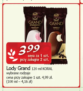 Lody Grand Vanilla promocja w CEZAR Delikatesy