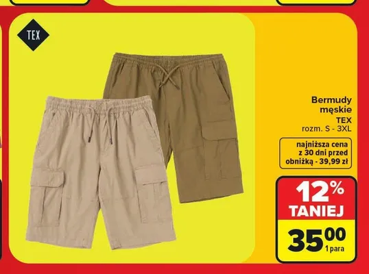 Bermudy męskie TEX promocja w Carrefour