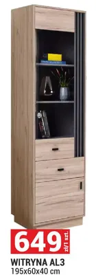 Witryna AL3 Allmo kolor dąb estana jasny/antracyt 195x60x40cm promocja w Merkury Market