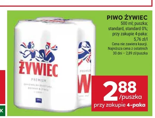 Piwo Żywiec Premium 4-pak promocja w Stokrotka