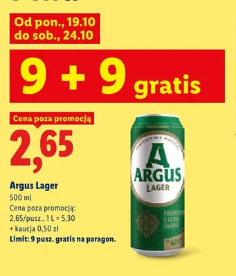 Piwo Argus Lager promocja w Lidl