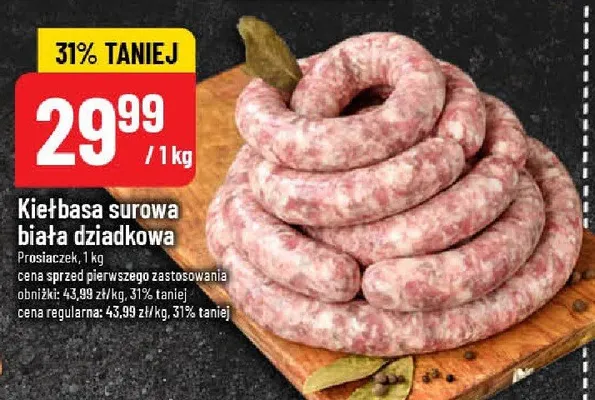 Kiełbasa surowa biała dziadkowa promocja w POLOmarket