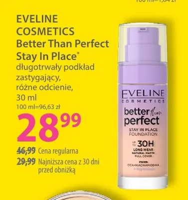 Długotrwały podkład zastygający Better Than Perfect Stay In Place Eveline Cosmetics promocja w Hebe
