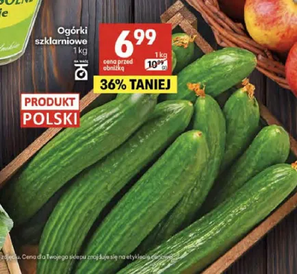Ogórki szklarniowe promocja w Delikatesy Centrum