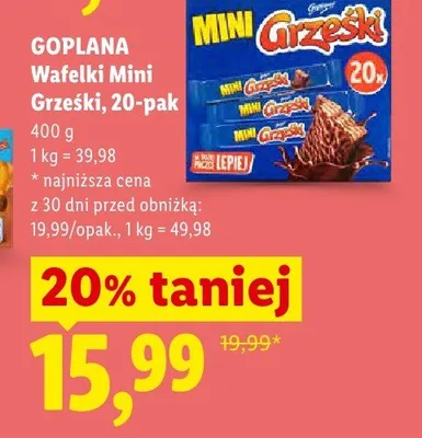 Wafelki Mini Grześki Goplana 20-pak promocja w Lidl