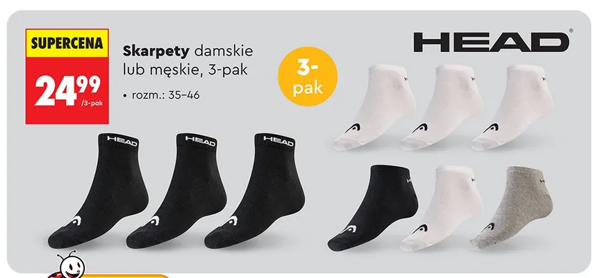 Skarpety damskie HEAD 3-pak promocja w Biedronka