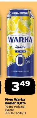 Piwo Radler 0,0% różne rodzaje Warka promocja w Netto