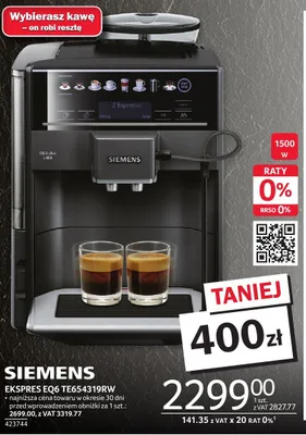 Ekspres EQ6 TE654319RW Siemens promocja w Selgros