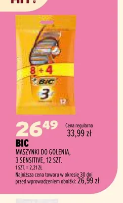Maszynki do golenia 3 Sensitive Bic promocja w Drogerie Natura
