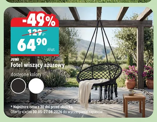 Fotel wiszący ażurowy Jumi promocja w Biedronka