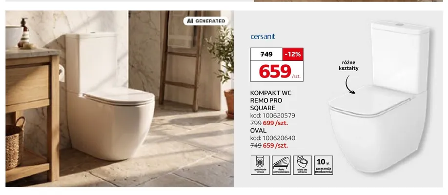 Kompakt Wc Cersanit Remo Pro Square promocja w Komfort