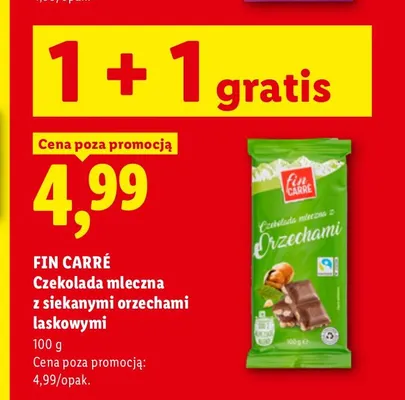 Czekolada mleczna z siekanymi orzechami laskowymi Fin Carré promocja w Lidl