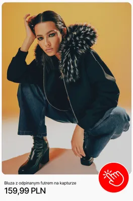 Bluza z odpinanym futrem na kapturze Cropp promocja w Cropp