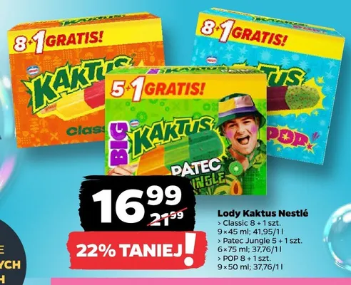 Lody Kaktus Patec Jungle Nestlé 6-pak 75ml promocja w Netto