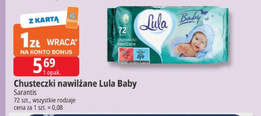 Chusteczki nawilżane Lula Baby promocja w Leclerc