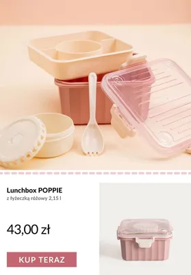 Lunchbox Poppie z łyżeczką różowy 2,15 l promocja w Homla