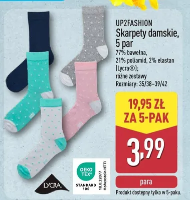 Skarpety damskie 5 par promocja w Aldi