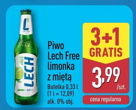 Piwo bezalkoholowe Lech Free limonka z miętą promocja w Aldi