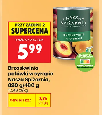 Brzoskwinie połówki w syropie Nasza Spiżarnia promocja w Biedronka