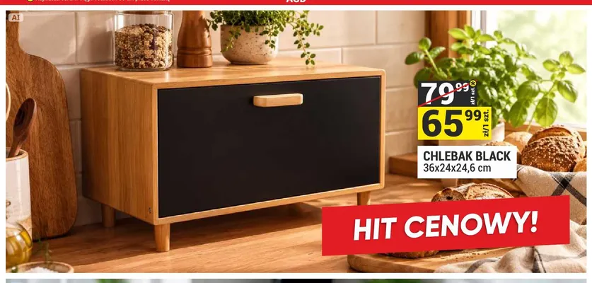 Chlebak Black 36x24x24,6 cm promocja w Merkury Market