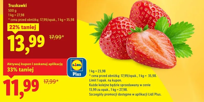 Truskawki 500 g promocja w Lidl