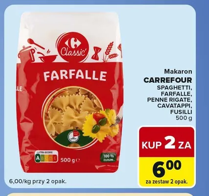 Makaron farfalle Carrefour Classic promocja w Carrefour Market