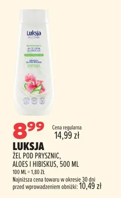 Żel pod prysznic Luksja aloes i hibiskus promocja w Drogerie Natura