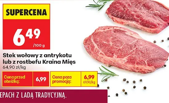 Stek wołowy z antrykotu lub z rostbefu promocja w Biedronka
