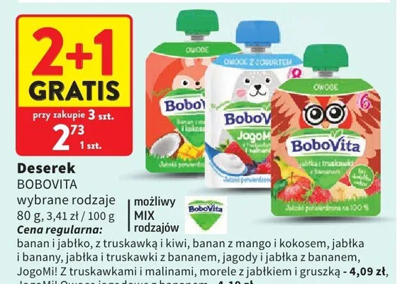Deserek BoboVita wybrane rodzaje promocja w Intermarche